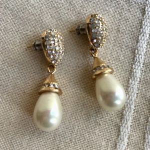 Vintage Christian Dior faux pearl drop & crystals